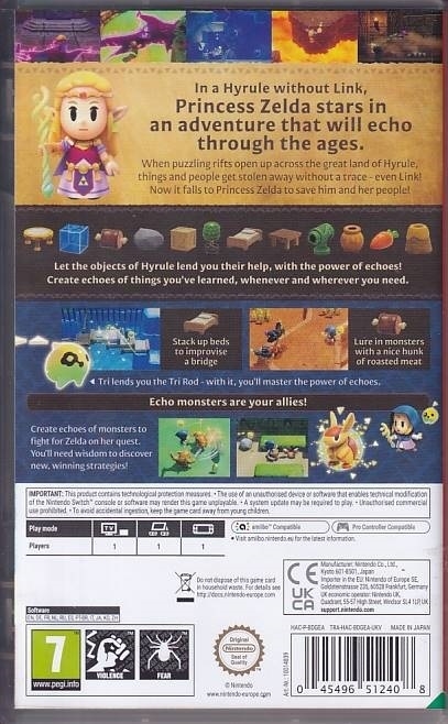 The Legend of Zelda Echoes of Wisdom - Nintendo Switch spil (A Grade) (Genbrug)